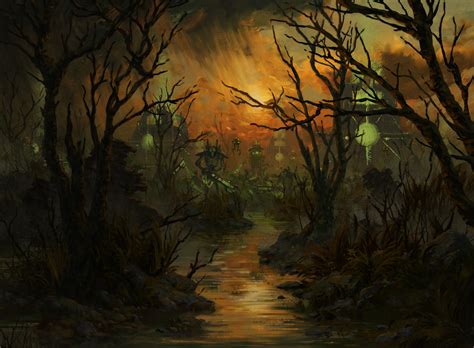 Swamp MtG Art from Warhammer 40000 Set by Calder Moore - Art of Magic: the Gathering