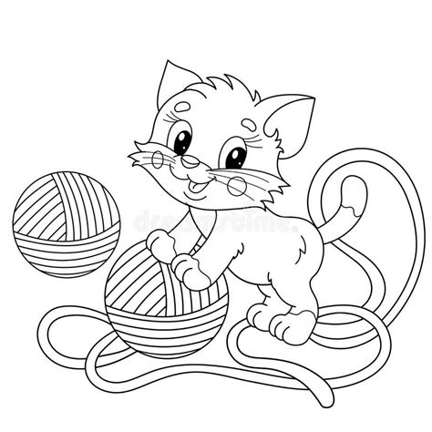 How To Draw A Happy Cat Playing With A Ball Of Yarn C - vrogue.co