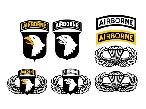 101st Airborne Logo Unit Insignia, Jump Wings, Airborne Tab, US Army ...