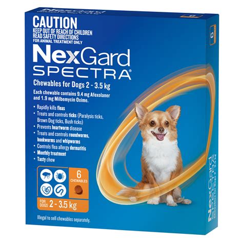 NexGard Spectra Chewables For Dogs Orange 2-3.5kg 6 Pack - $69.73