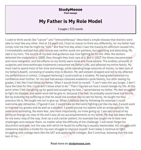 🌱 My dad my role model. My Role Model Example: [Essay Example], 597 ...