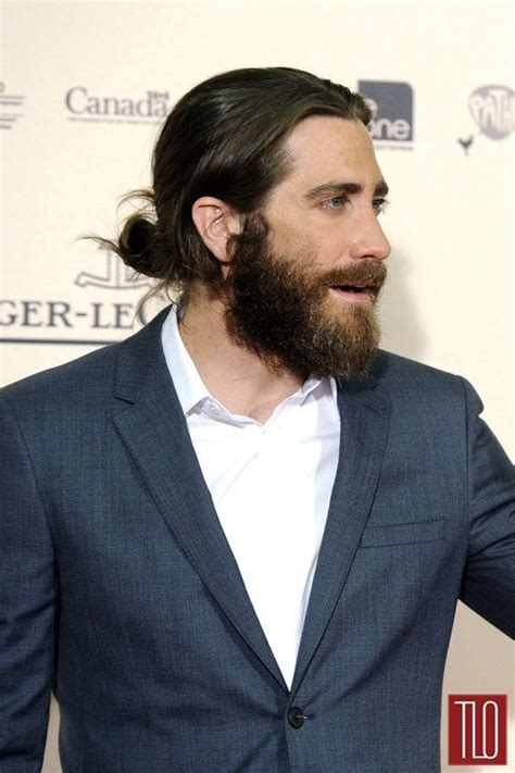 Jake Gyllenhaal, sporting a man bun and one hell of a beard. Yum. Long ...