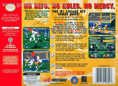 NFL Blitz - Nintendo N64 - Artwork - Box Back