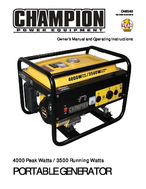 Champion Generator Parts Manual