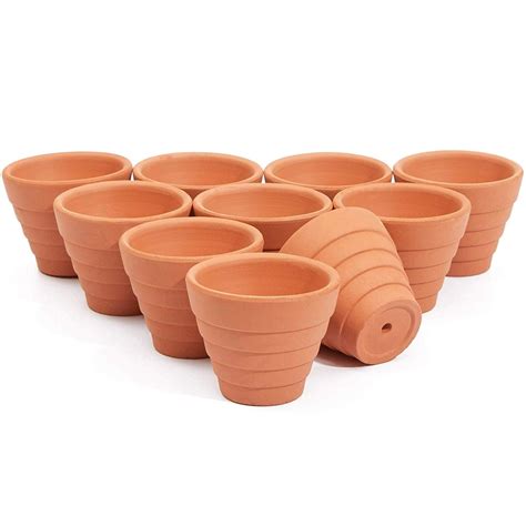 10 Packs 1.5" Terra Cotta Pots, Mini Small Terracotta Flower Clay Pots Planters Ceramic Pottery ...
