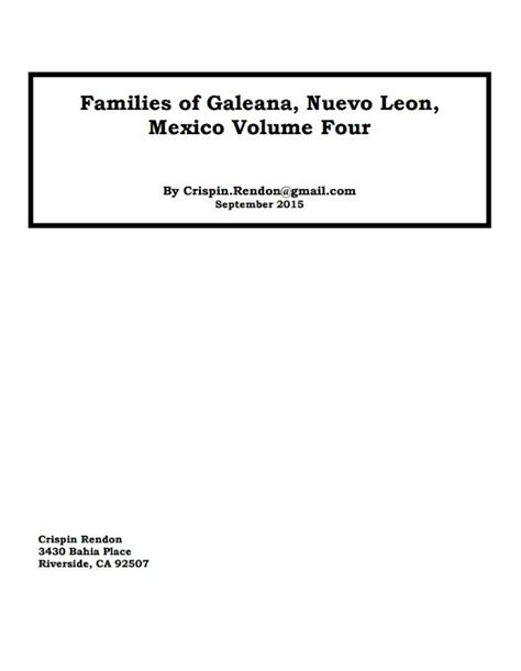 Families of Galeana, Nuevo Leon, Mexico Volume Four - We Are Cousins