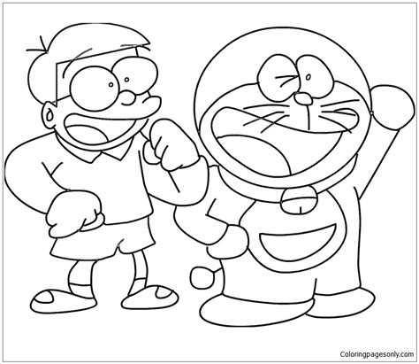 Doraemon And Nobita 2 Coloring Page - Free Printable Coloring Pages