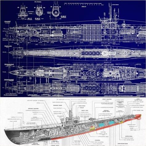 U-Boat blueprint/cutaway | Submarines, Warship, Battleship