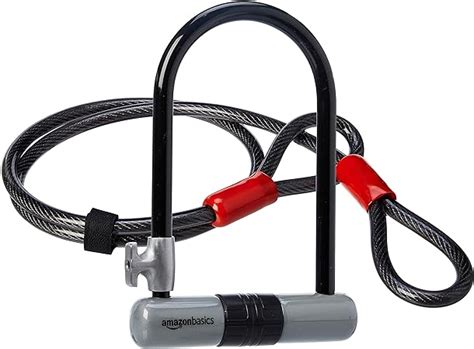 Amazon Basics High Security D-Lock Bike Lock, with 4 Foot Flex Cable, 18 mm shackle : Amazon.co ...