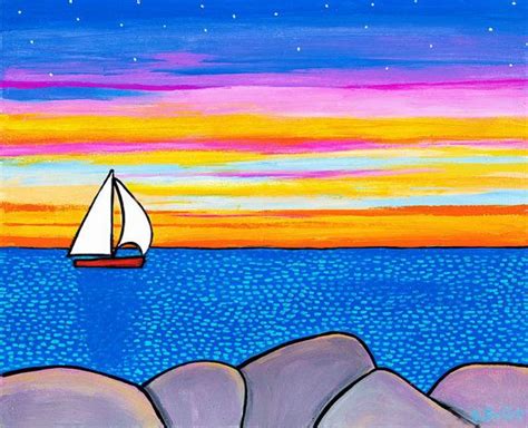 Sunset Sailboat, Giclee Print, Nova Scotia | Landscape art, Boat art ...