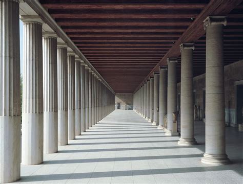 Interior view of the lower colonnade of the Stoa of Attalos. Athens, Greece | Architecture ...