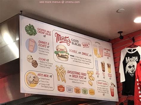 Menu at Monty's Good Burger restaurant, Riverside