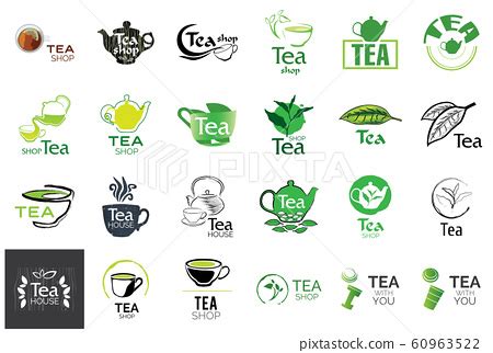 Vector set of tea shop and cafe logos - Stock Illustration [60963522 ...