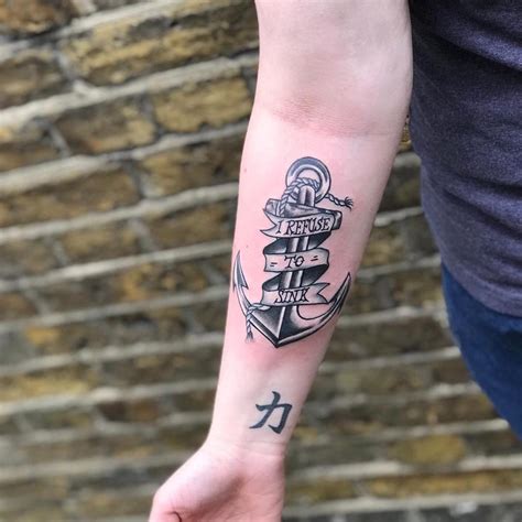 Love this old school anchor tattoo done by our salty sea dog Marek 🏴‍☠️ ...