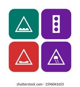 4 Road Signs Icons Sheet Isolated Stock Illustration 1596041653 | Shutterstock