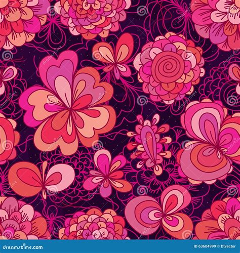 Flower Drawing Color Pink Cute Seamless Pattern Stock Vector - Illustration of decoration, batik ...