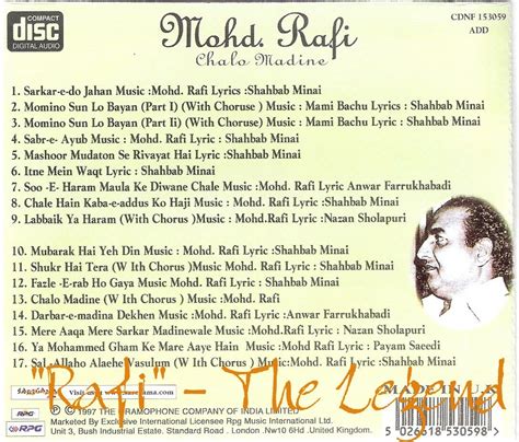 "Rafi" - The Legend: Mohammed Rafi - Chalo Madine - Muslim Devotional Songs.(1 CD).[MP3 - 320 ...