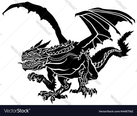 Medieval dragon silhouette Royalty Free Vector Image