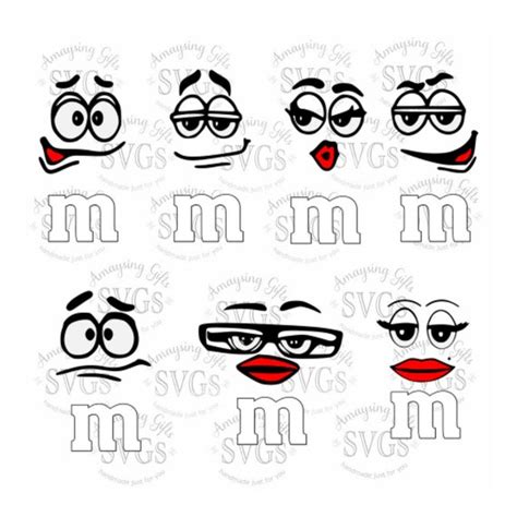 SVG M&M Faces Set Ornament Design Christmas by AmaysingSVGs