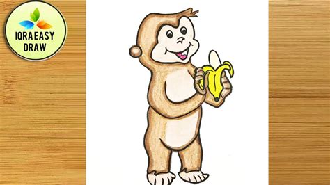 how to draw a monkey eating banana || step by step video - YouTube