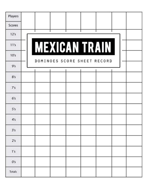 Mexican Train Score Sheet Printable