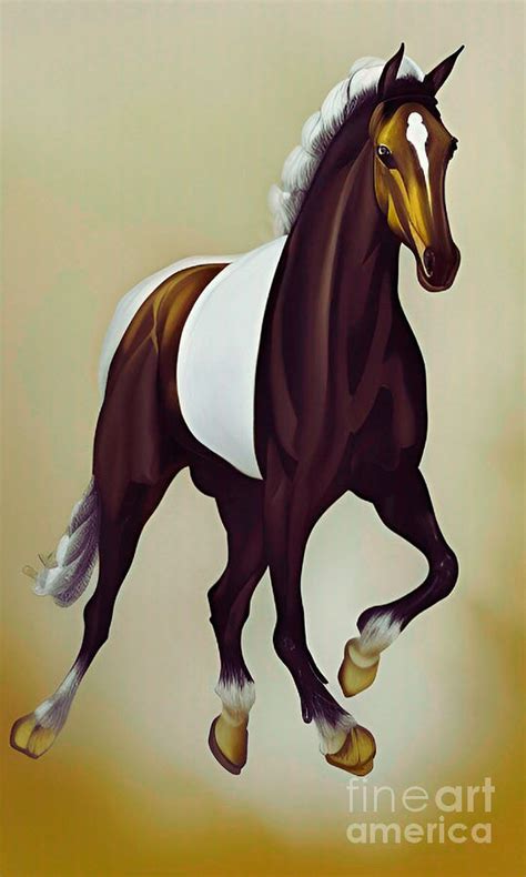 Painting of a Brown Horse Digital Art by Printenia Desing - Fine Art ...