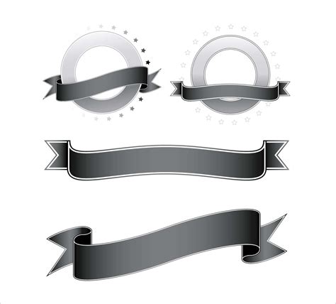 Vintage greyscale ribbon set vector | Free download