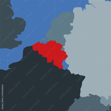 Shape of the Belgium in context of neighbour countries. Country ...