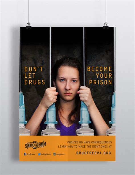 Sink or Swim Drug Prison Poster - Drug Free VA