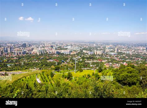 View over Almaty skyline and cable car, Kazakhstan Stock Photo - Alamy