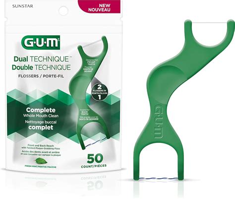 GUM Dual Technique Flossers, Mint Flavoured, 50 Count : Amazon.ca: Health & Personal Care