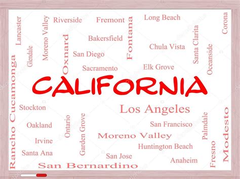 California State Word Cloud Concept on a Whiteboard — Stock Photo ...