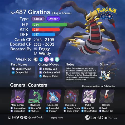 Origin Forme Giratina in 5-star Raid Battles - Leek Duck | Pokémon GO News and Resources