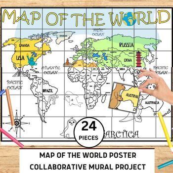 World Map Collaborative Poster Mural Project - Geography Unit ...