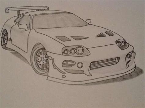 a drawing of a sports car with the hood down