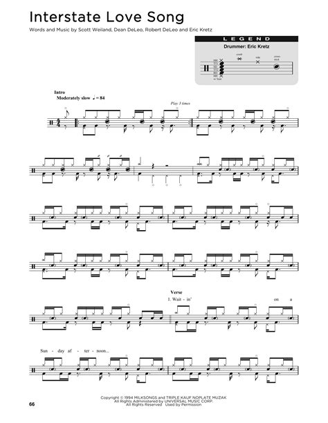 Interstate Love Song by Stone Temple Pilots Sheet Music for Drum Chart ...