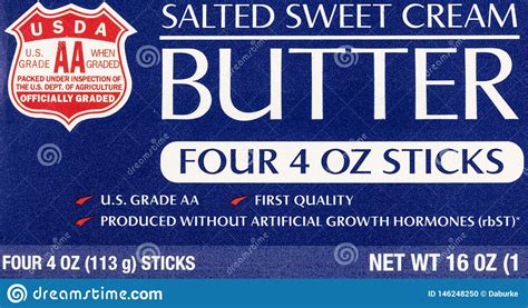 Butter Ingredients Label Salted Sweet Cream Usda Food Dairy Stock Illustration - Illustration of ...