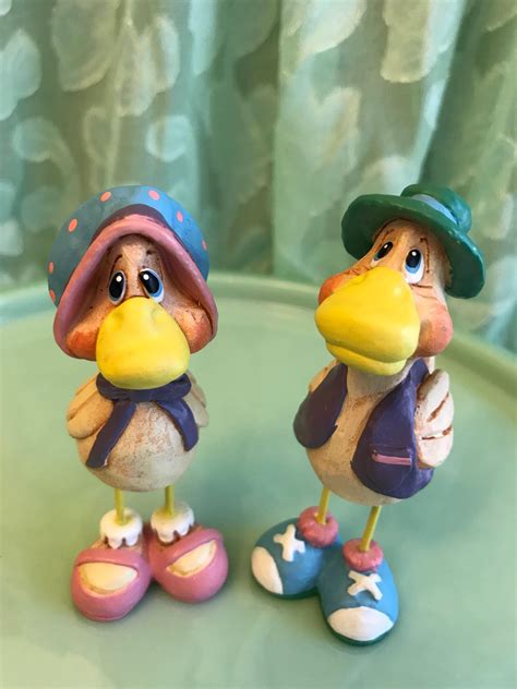 Vintage Duck Figurines, Anthropomorphic Duck couple, Kathleen Kelly signed ducks, Silly duck ...