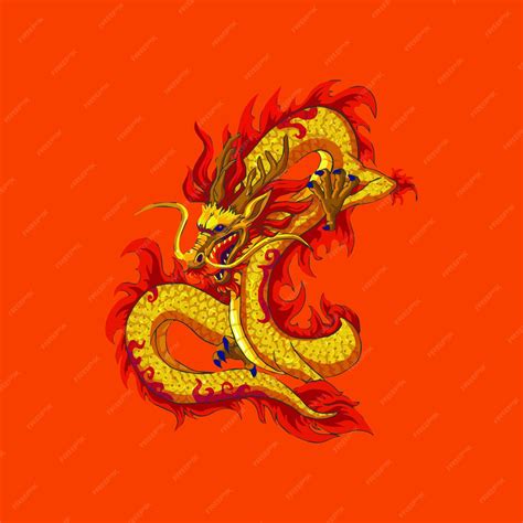 Premium Vector | Flying chinese dragon vector