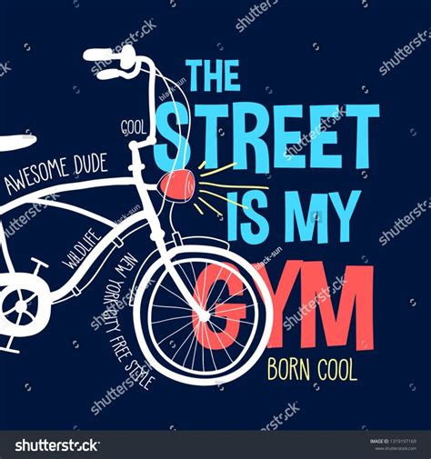 Vetor stock de Hand Drawing Bicycle Slogan Vector (livre de direitos ...