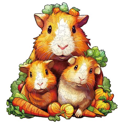 Cute Guinea Pig Family - Wooden Jigsaw Puzzle – peckeroom