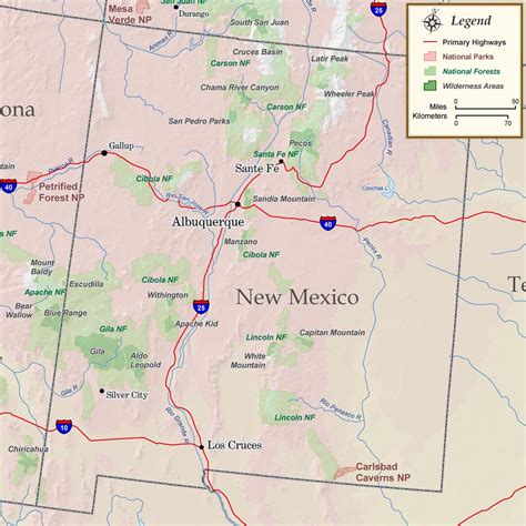 New Mexico National Parks, Forests & Wilderness Map - Rocky Mountain ...