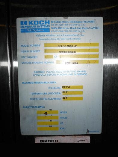 Koch Membranes Nanofiltration Systems - Schier Company New & Used Dairy ...