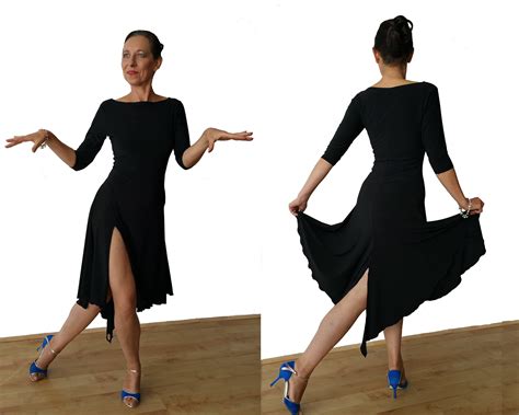 DR147 Argentine Tango Dress With 3/4 Sleeve and Two Slits - Etsy UK