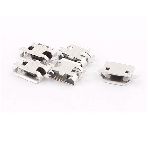 5Pcs Micro USB Female Socket 180 Degree 5-Pin Jack Solder Connector ...