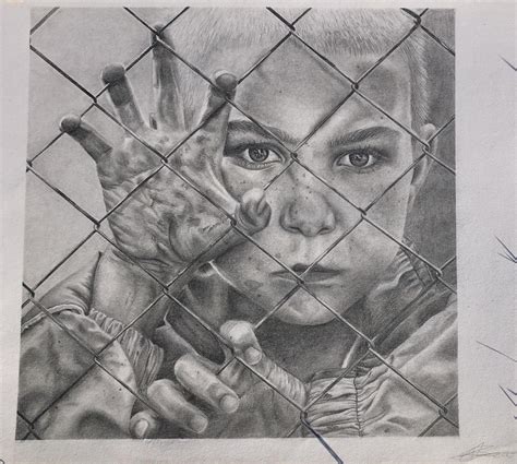 My graphite drawing of a young refugee boy : r/drawing