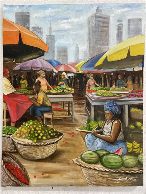 Market scene Painting by Ayomide Joshua | Saatchi Art