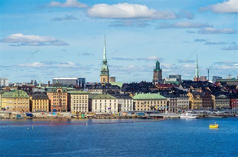 Sights Of The Swedish Capital Center Panorama City Photo Background And ...