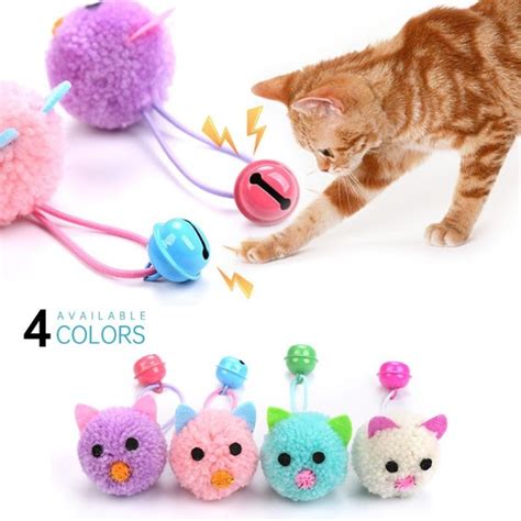 1/2Pcs Cat Toy Plush Mouse Head Shaped Bell Interactive Toy Funny ...