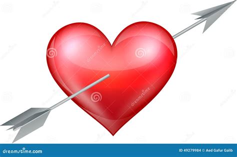 Heart pierced by arrow stock vector. Illustration of classical - 49279984